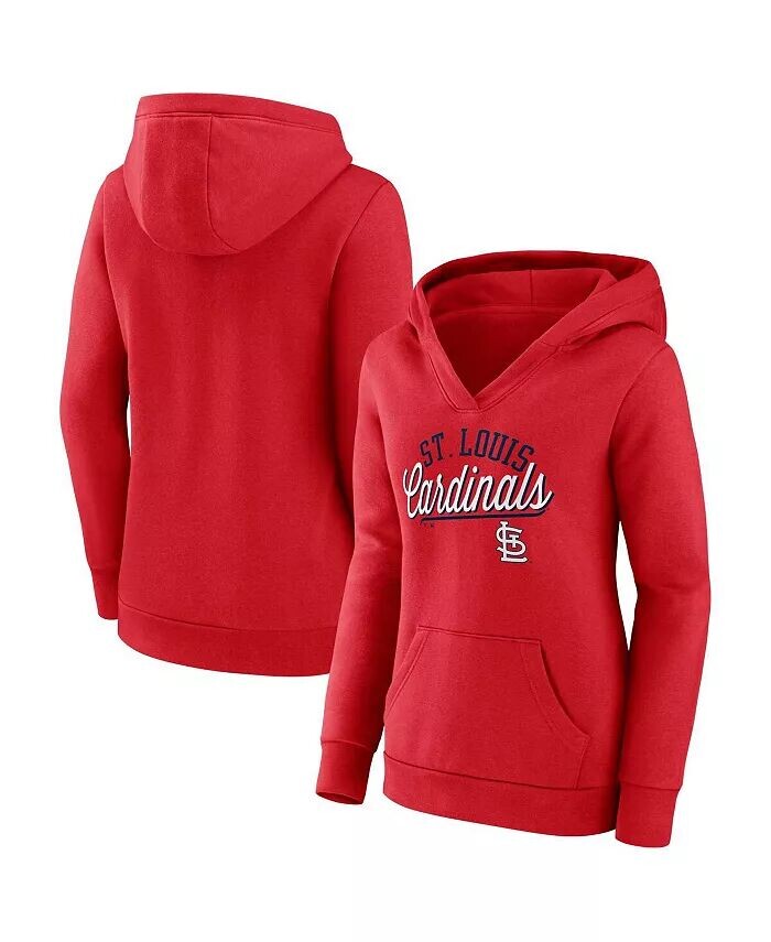

Женский красный пуловер с капюшоном St. Louis Cardinals Simplicity Crossover с v-образным вырезом Fanatics