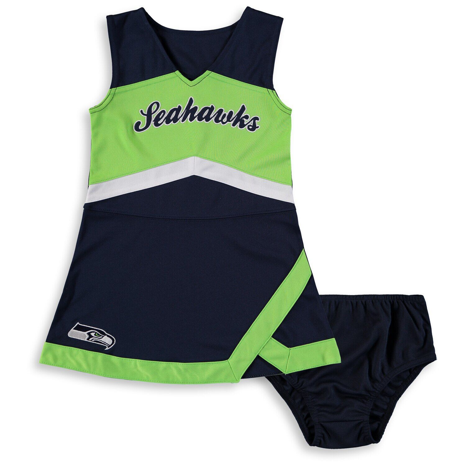 

Платье-джемпер Seattle Seahawks Cheer Captain для девочек дошкольного возраста, колледжа, темно-синего/неоново-зеленого цвета Outerstuff, Зеленый, Платье-джемпер Seattle Seahawks Cheer Captain для девочек дошкольного возраста, колледжа, темно-синего/неоно