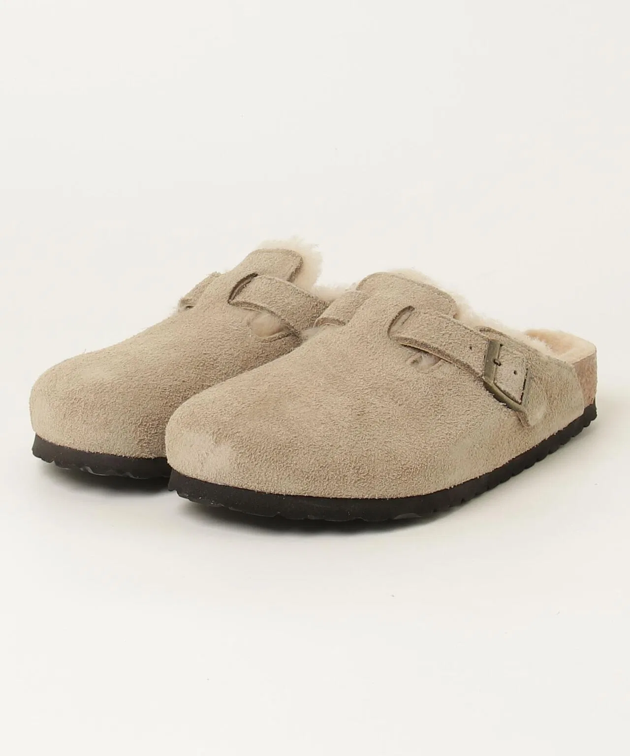 Мужские сандалии из замши BIRKENSTOCK Boston Shearling бежевые