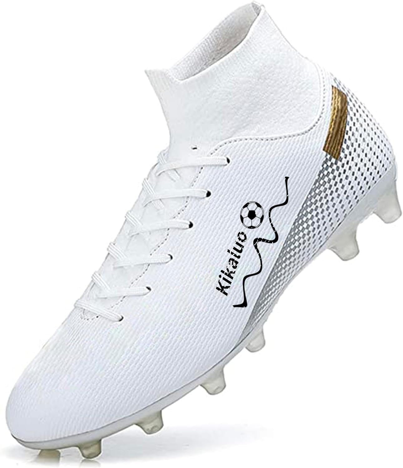 

Мужские футбольные бутсы Высокие кроссовки На шнуровке Нескользящие шипы Спортивные кроссовки для бейсбола и лакросса Kikaluo, белый