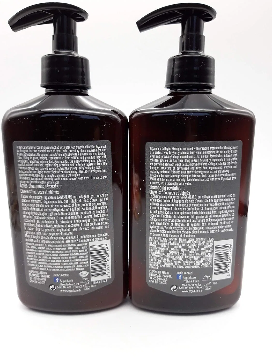 Натуральный шампунь и кондиционер Arganicare Collagen + Argan Oil (2 x 400 мл) Arganicare — фото 3