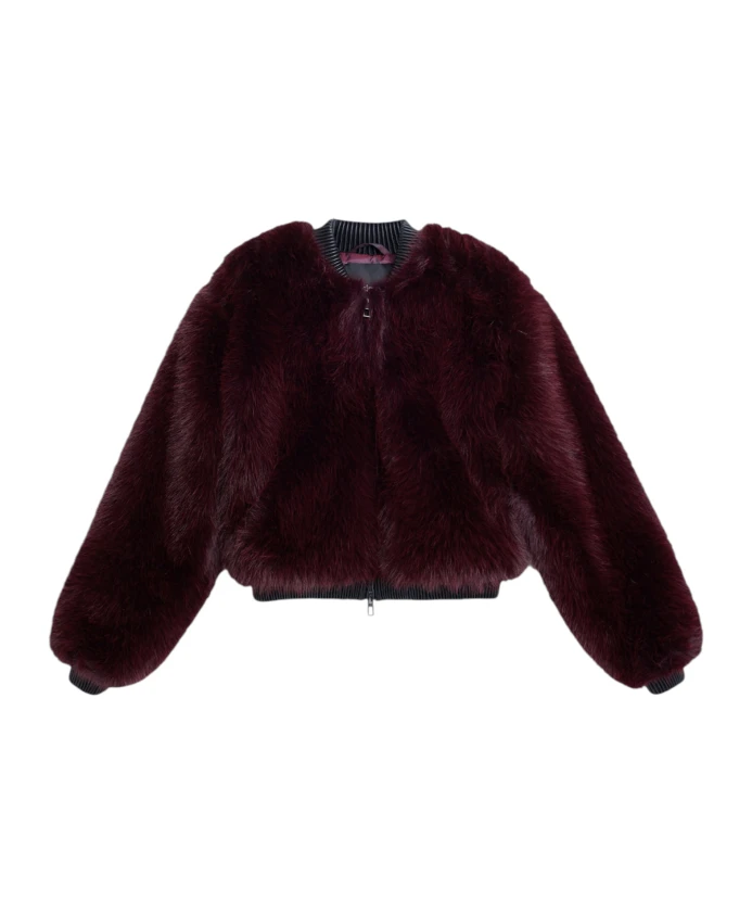 

Куртка из искусственного меха малинового цвета Desigual, красный