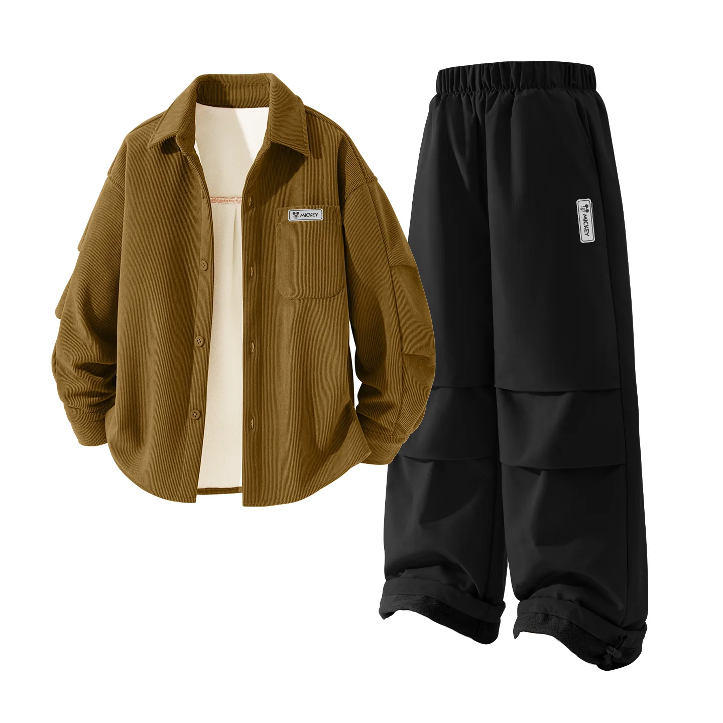 Детская повседневная спортивная толстовка Disney, [Thickened and Fleece-Lined]DiH Square Hook-and-Loop K Olive Green+DiH Square Hook-and-Loop K Black