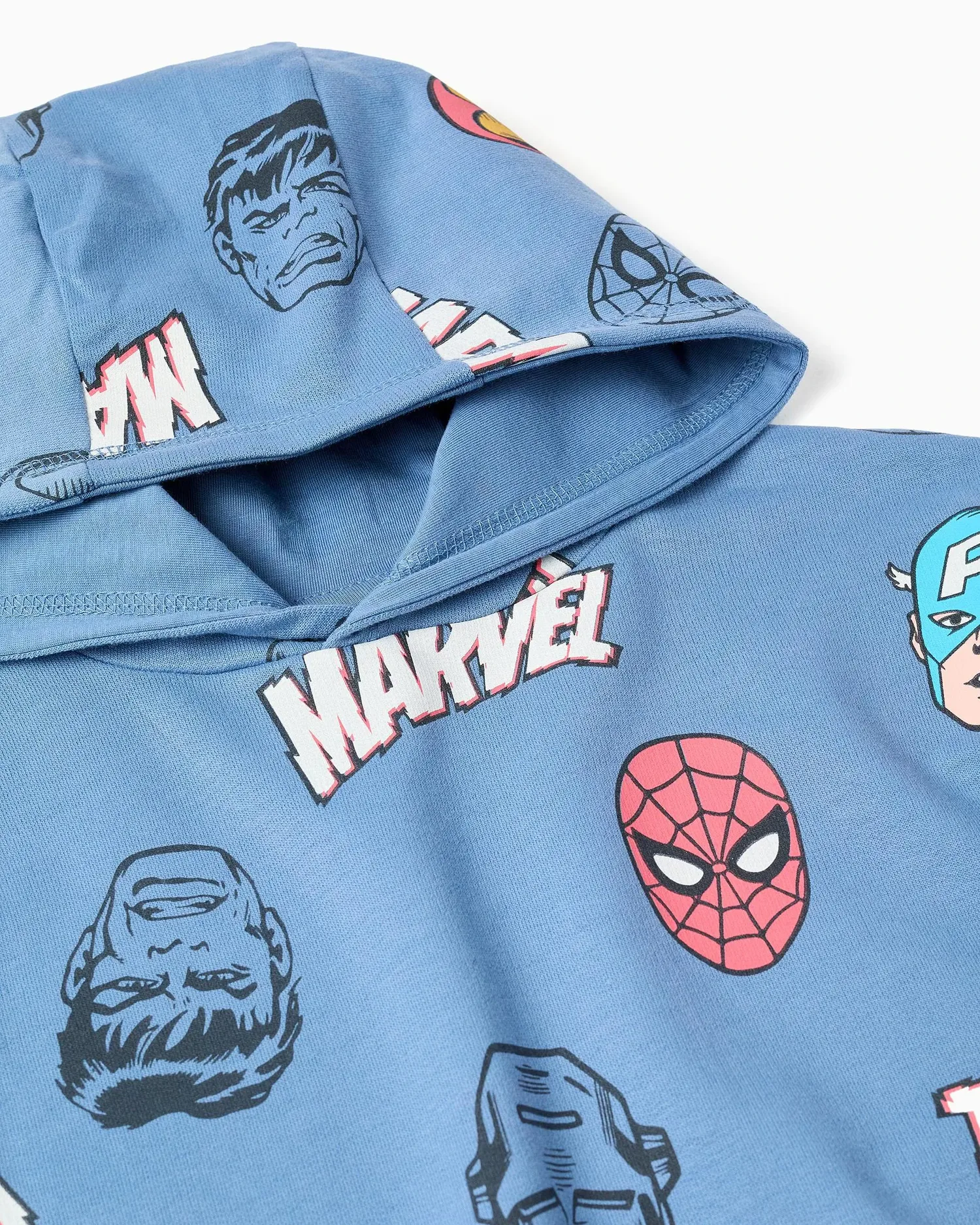 Детская хлопковая толстовка с капюшоном и мотивом Marvel Zippy, синий — фото 2