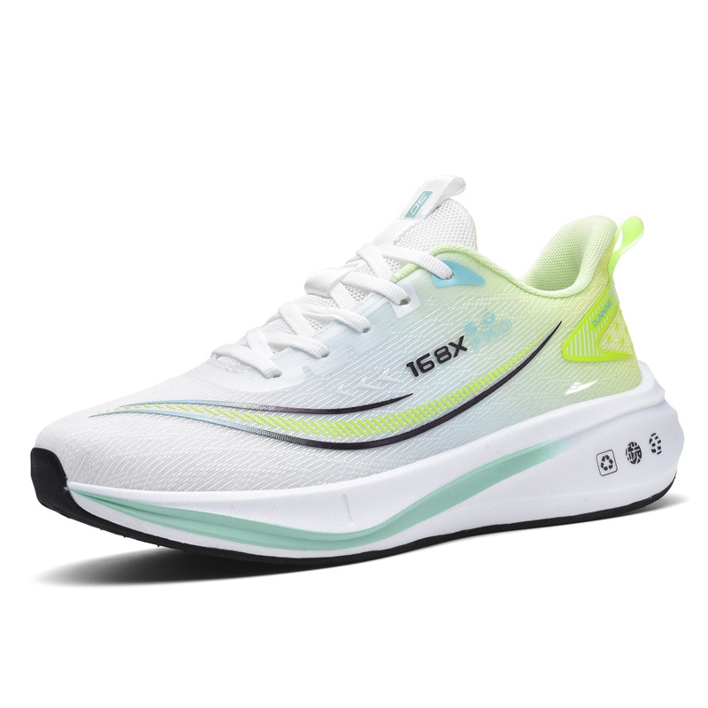 

Kuding Мужские белые с зеленым дышащие нескользящие амортизирующие износостойкие беговые кроссовки, цвет White Green