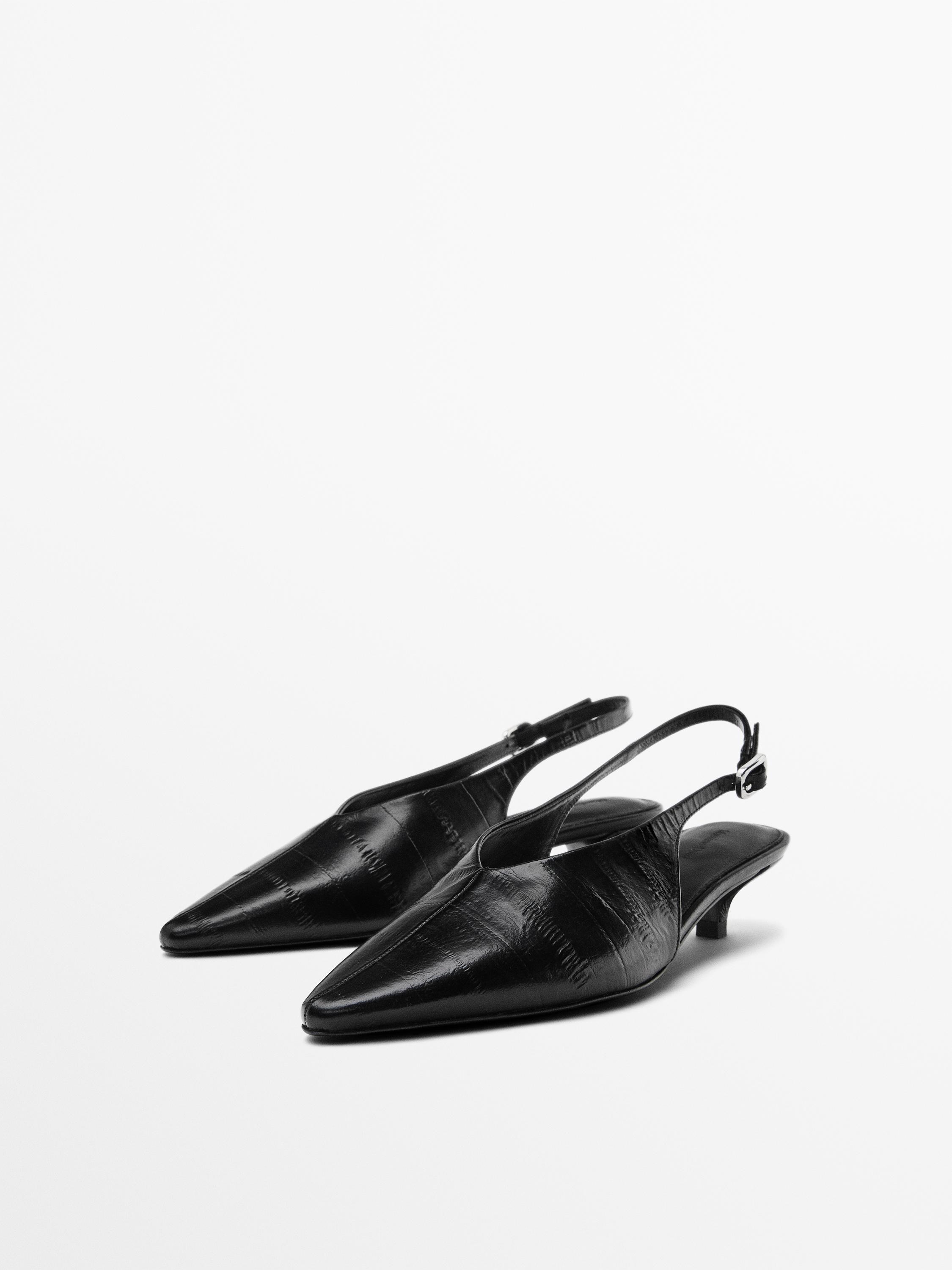 Туфли на высоком каблуке с открытой пяткой Massimo Dutti, черный — фото 2
