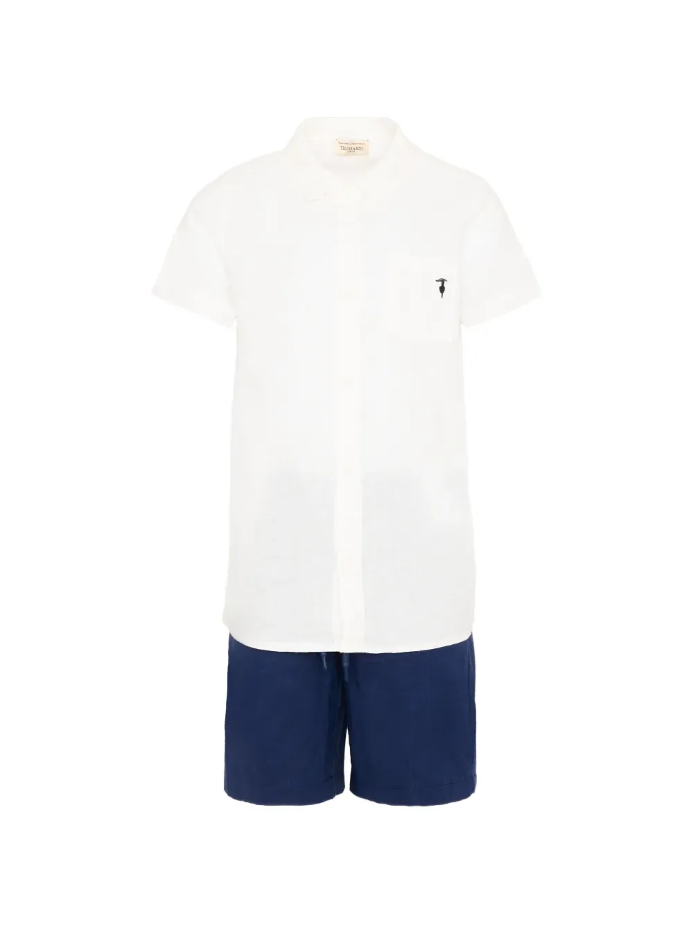 Комплект из рубашки и шорт с вышитым логотипом TRUSSARDI JUNIOR, белый