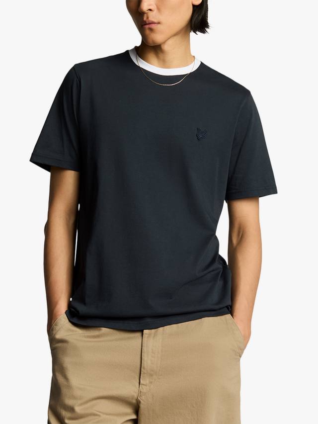 

Футболка с контрастным воротником Lyle & Scott, Dark Navy/White