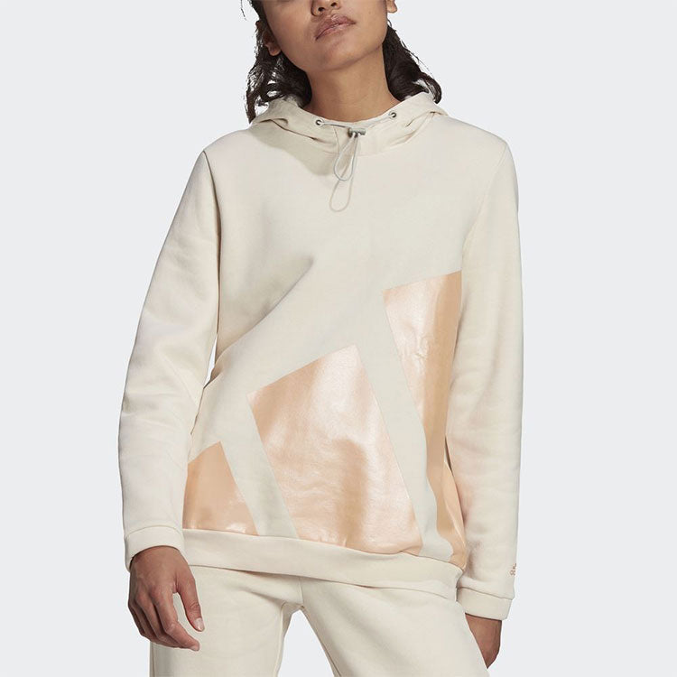 Худи (WMNS) adidas Colorblock Large Logo Sports Hoodie Creamy White — фото 2