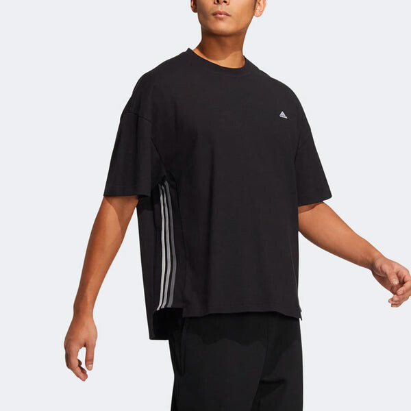 Футболка Adidas Solid Color Sports Short Sleeve Tee 'Black', мультиколор — фото 4