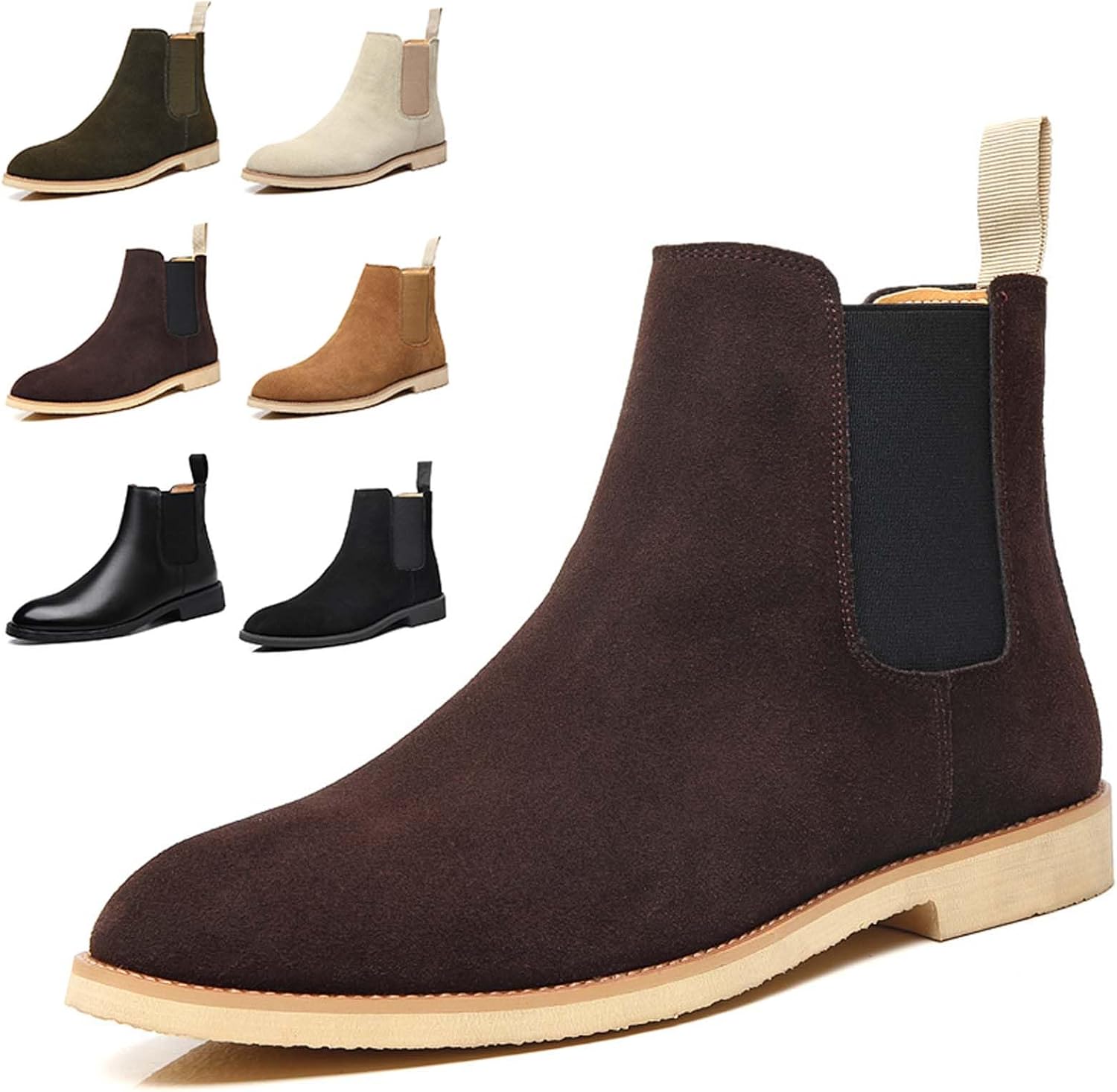 

Мужские ботинки челси, деловые повседневные замшевые ботильоны, классические эластичные элегантные ботинки челси для мужчин, зима/осень Generic, темно-коричневый