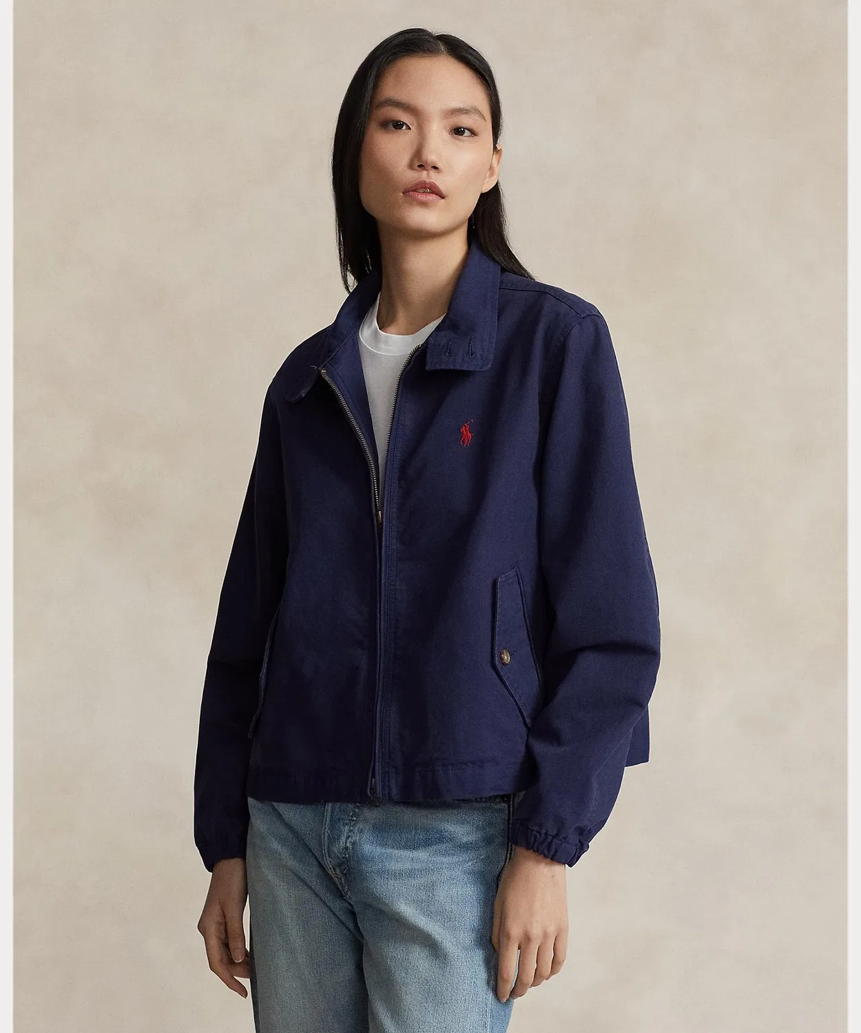 Куртка из хлопкового канваса Polo Ralph Lauren, укороченная, темно-синяя