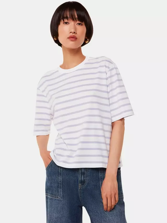 

Футболка Whistles Striped Half Sleeve, цвет white/lilac
