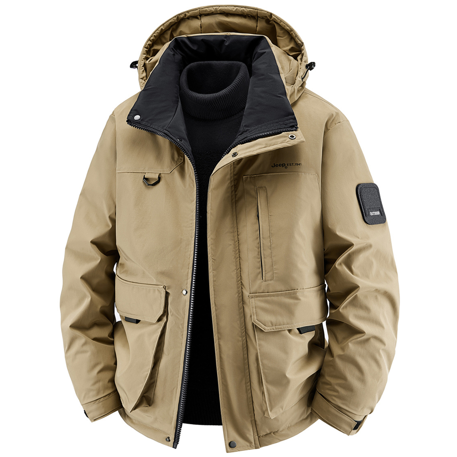 

Пуховик мужской с капюшоном Moderate Jeep, хаки