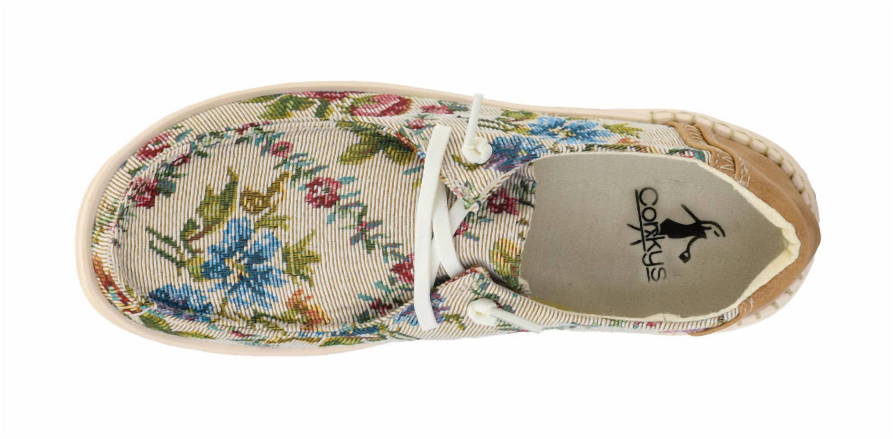 Женские лоферы Kayak 2 Slip-On из парчи песочного цвета Corkys Footwear, Sand Brocade — фото 4