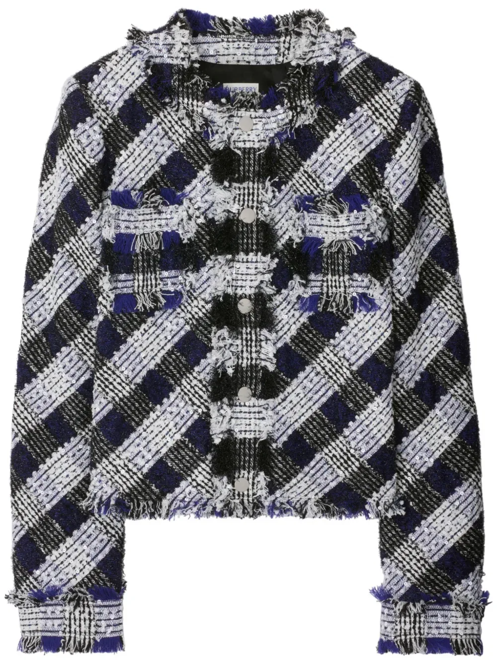 Жакет Burberry, укороченный, твидовый, синий
