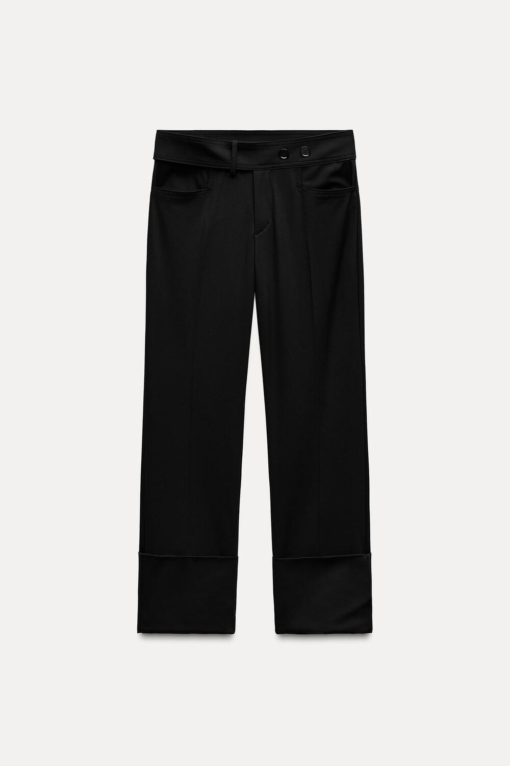 

Прямые брюки с отворотами ZARA, черный