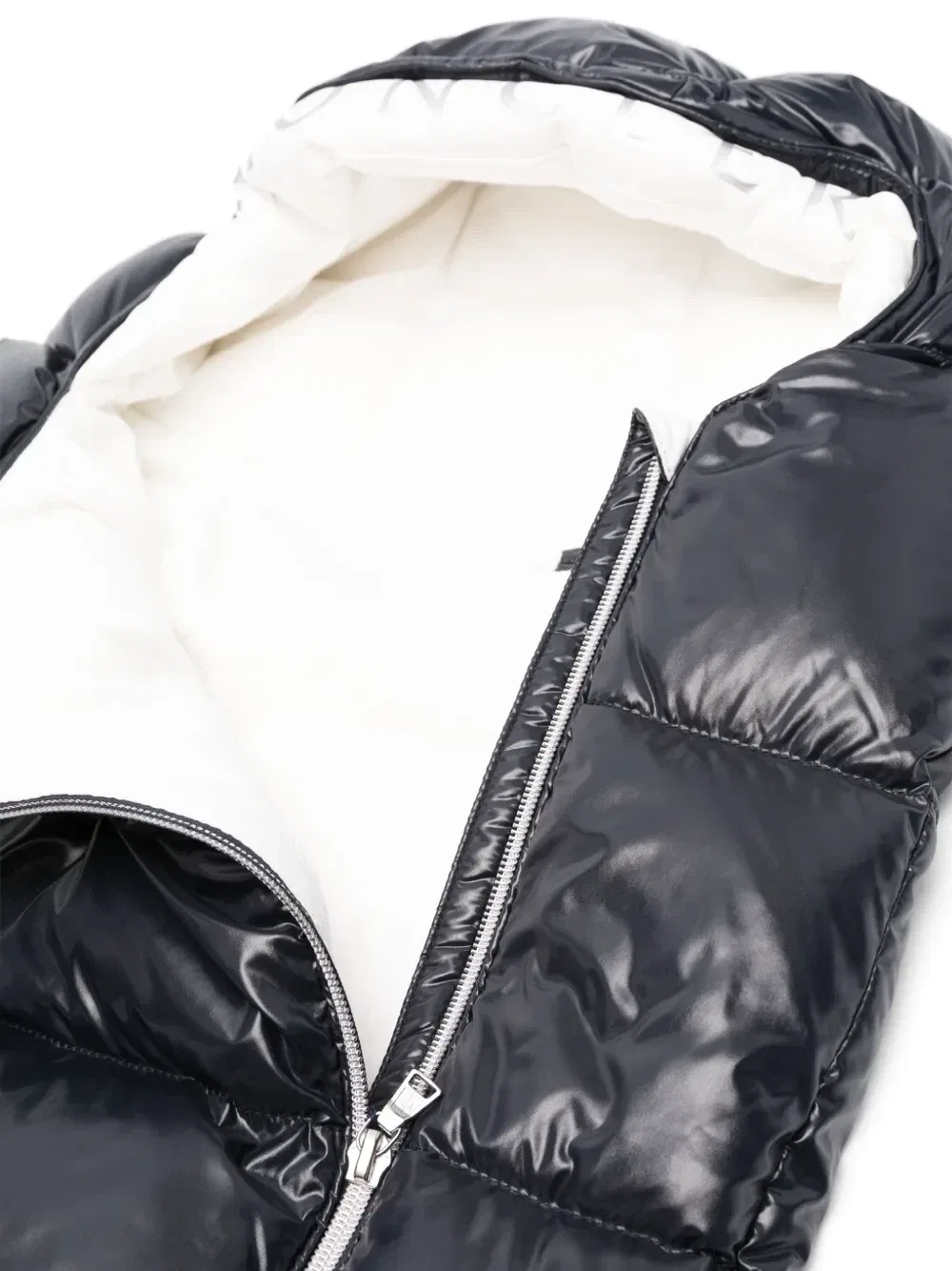 Дутый конверт для новорожденного с логотипом Moncler Enfant, синий — фото 2