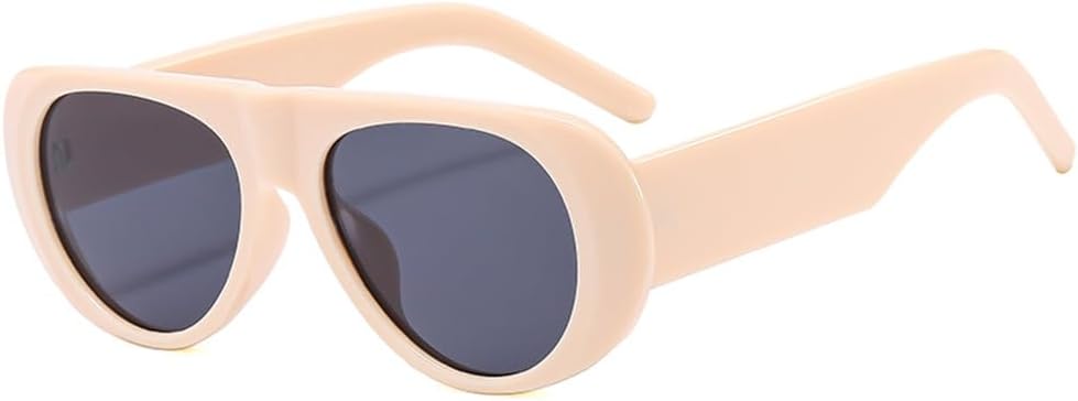 

Модные солнцезащитные очки в ретро-стиле с большой оправой, мужские, с защитой от УФ-излучения, овальной формы, женские, в современном минималистичном стиле generic, Beige