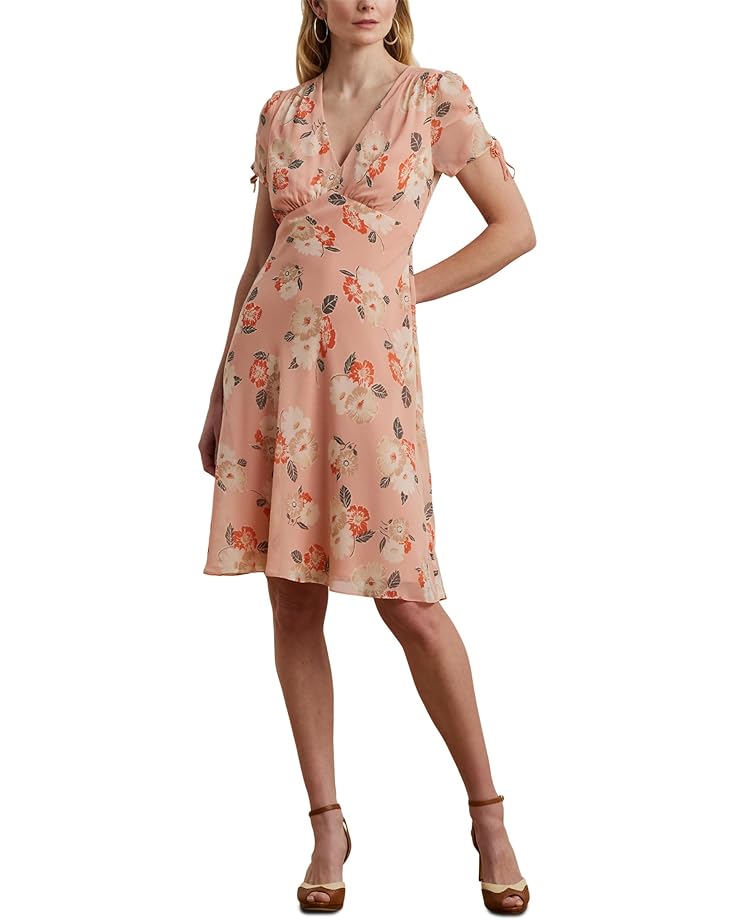 

Платье Lauren Ralph Lauren Floral Georgette Short-Sleeve Dress, цвет Pink Multi