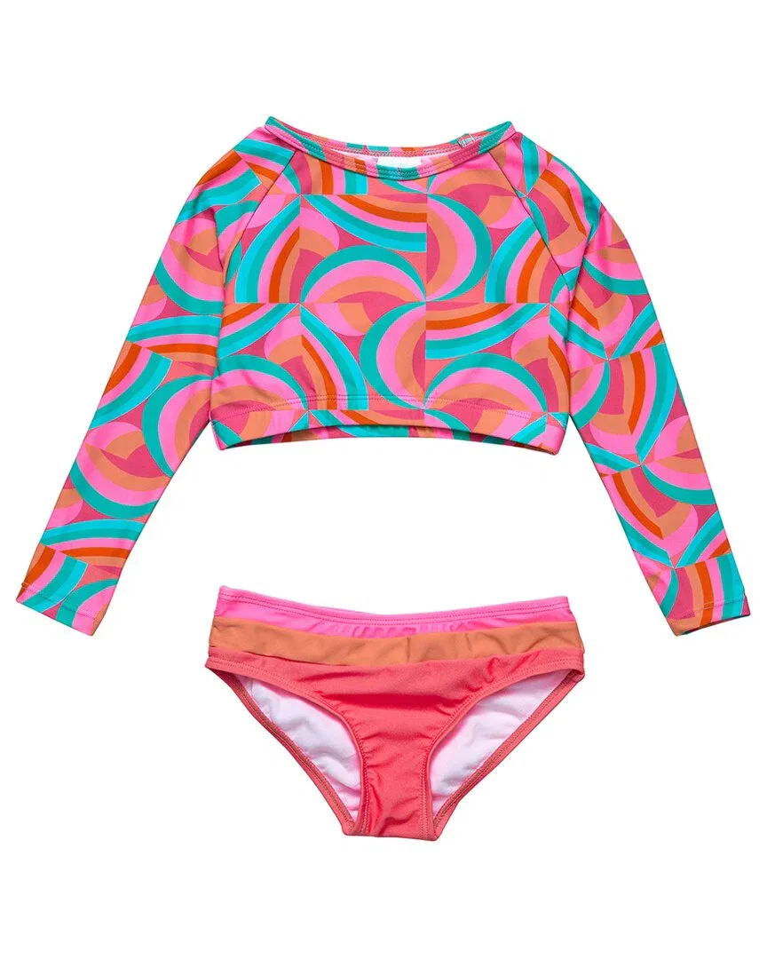 Snapper Rock Geo Melon Sustainable Crop Rash Top, красный