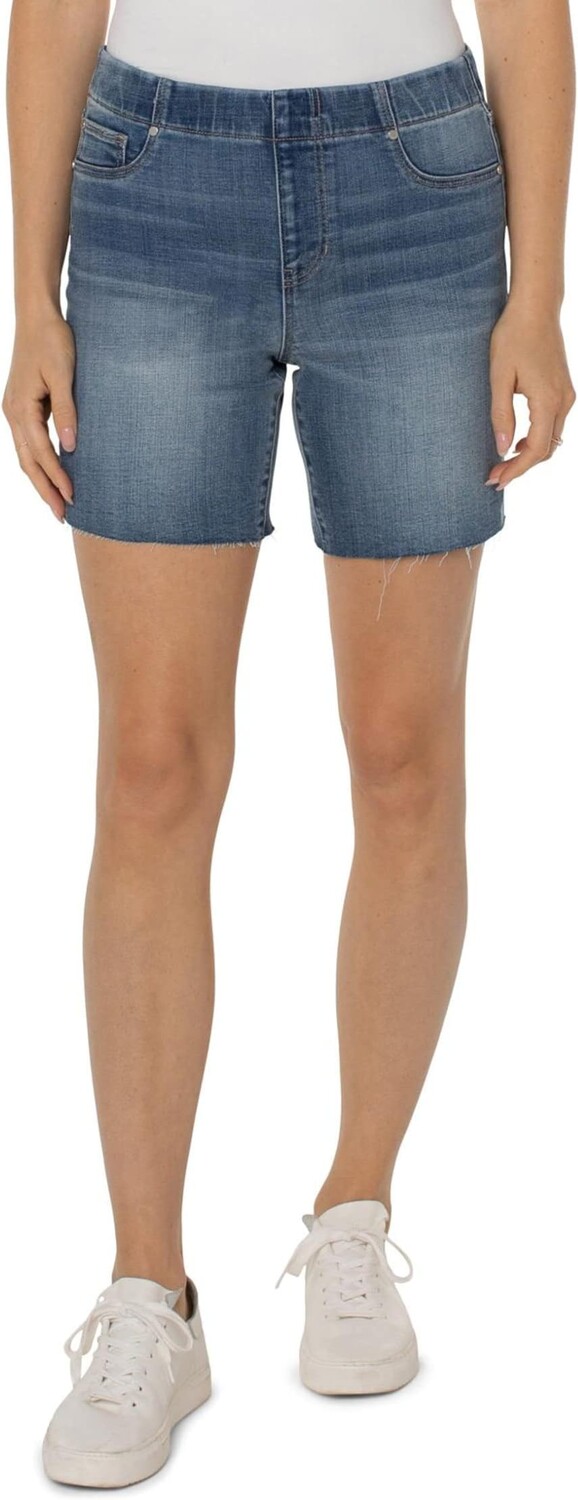 

Шорты Liverpool Los Angeles Chloe Pull-On Bermuda Shorts with Cut Hem in Mullen, цвет Mullen