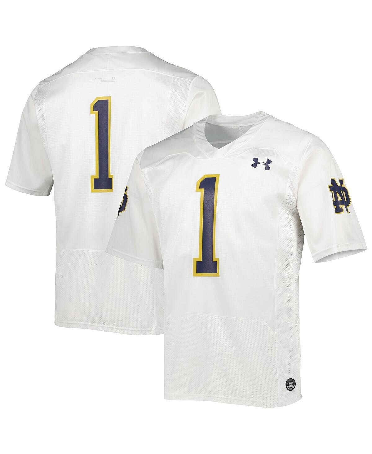 

Мужская белая футболка № 1 Notre Dame Fighting Irish Team, реплика футбольного джерси с надписью Under Armour, Белый, Мужская белая футболка № 1 Notre Dame Fighting Irish Team, реплика футбольного джерси с надписью Under Armour