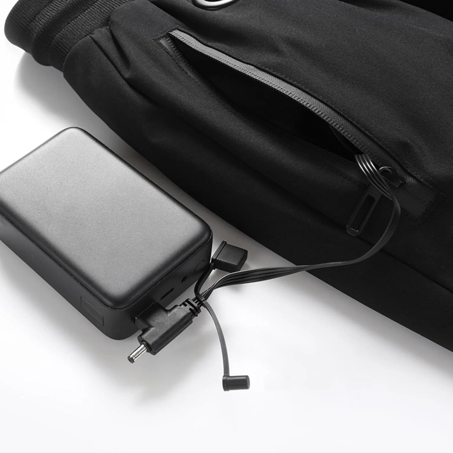 Подогреваемые штаны для женщин и мужчин с электрическим USB-нагревом, утепленные зимние брюки из флиса и софтшелла для улицы Generic, черный — фото 4