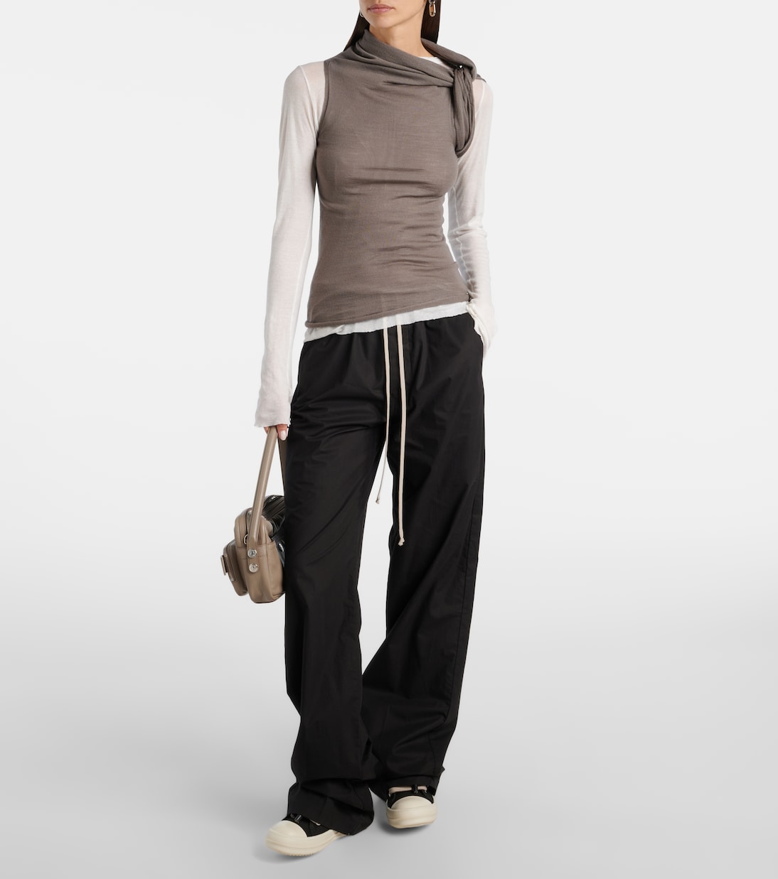 Кожаные кроссовки Jumbolace Geobasket Rick Owens, Black/Milk/Milk — фото 3