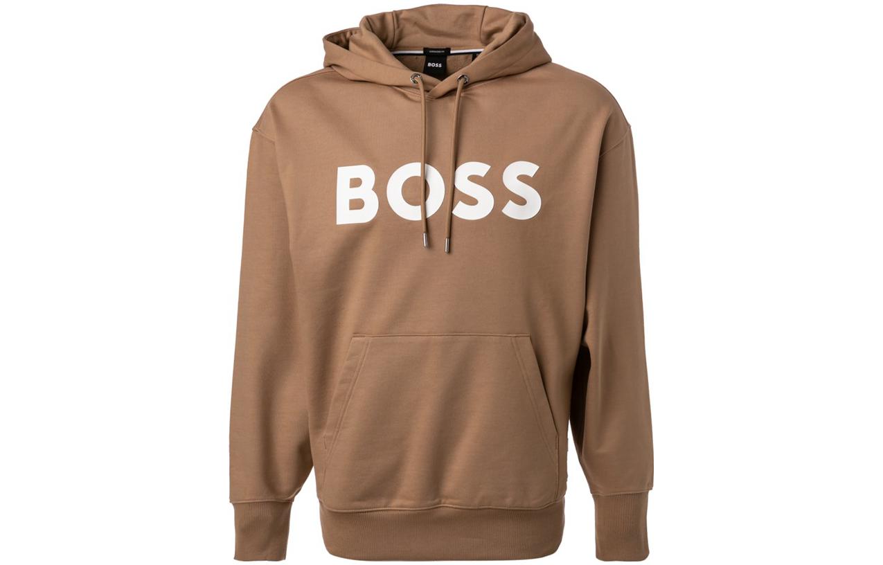 

Толстовка с капюшоном и логотипом на завязках HUGO BOSS, бежевый