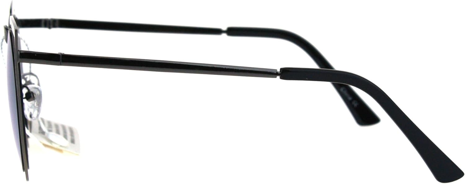 

Женские солнцезащитные очки JuicyOrange круглой формы «кошачий глаз» с металлической оправой и зеркальными линзами, защита от УФ-излучения UV 400, Gunmetal (Peach Mirror)