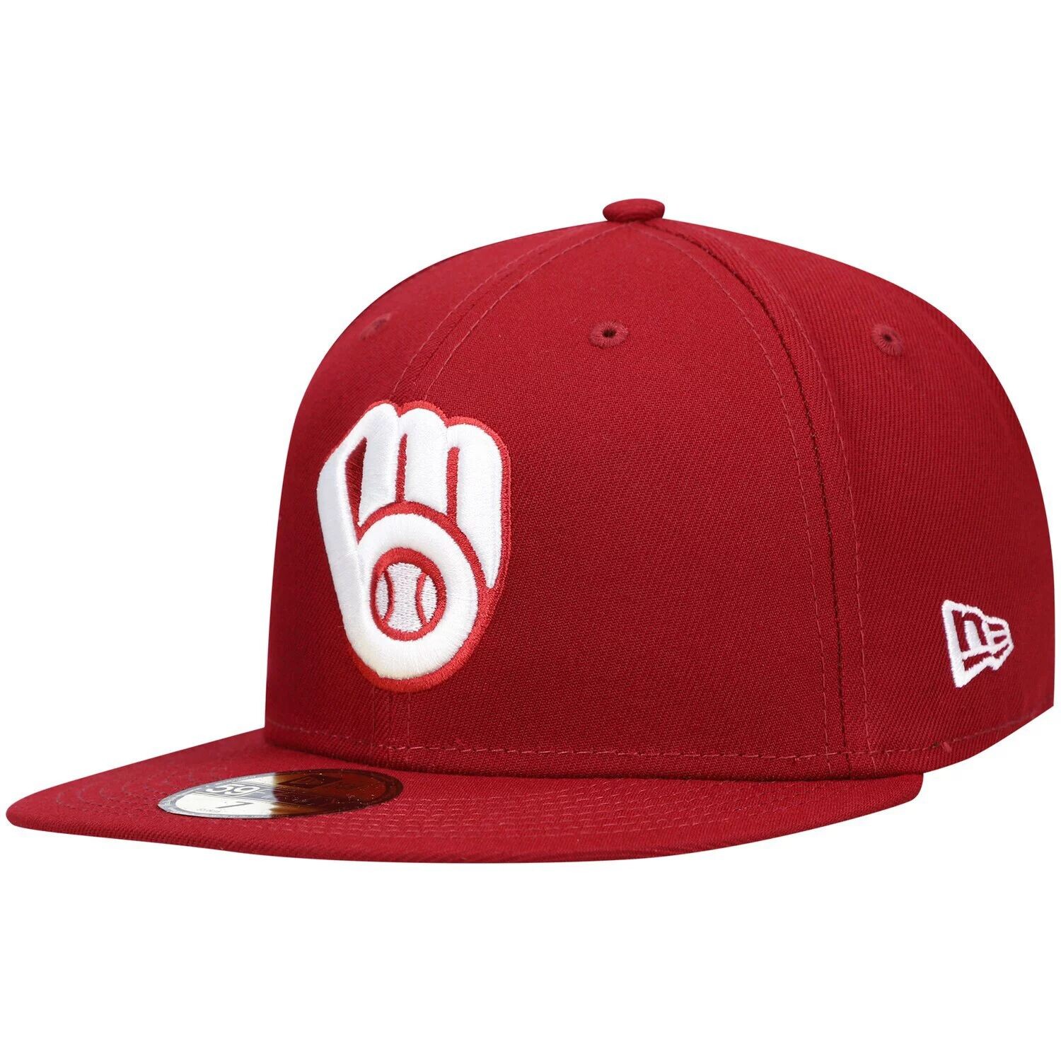 

Мужская облегающая шляпа с логотипом New Era Cardinal Milwaukee Brewers 59FIFTY