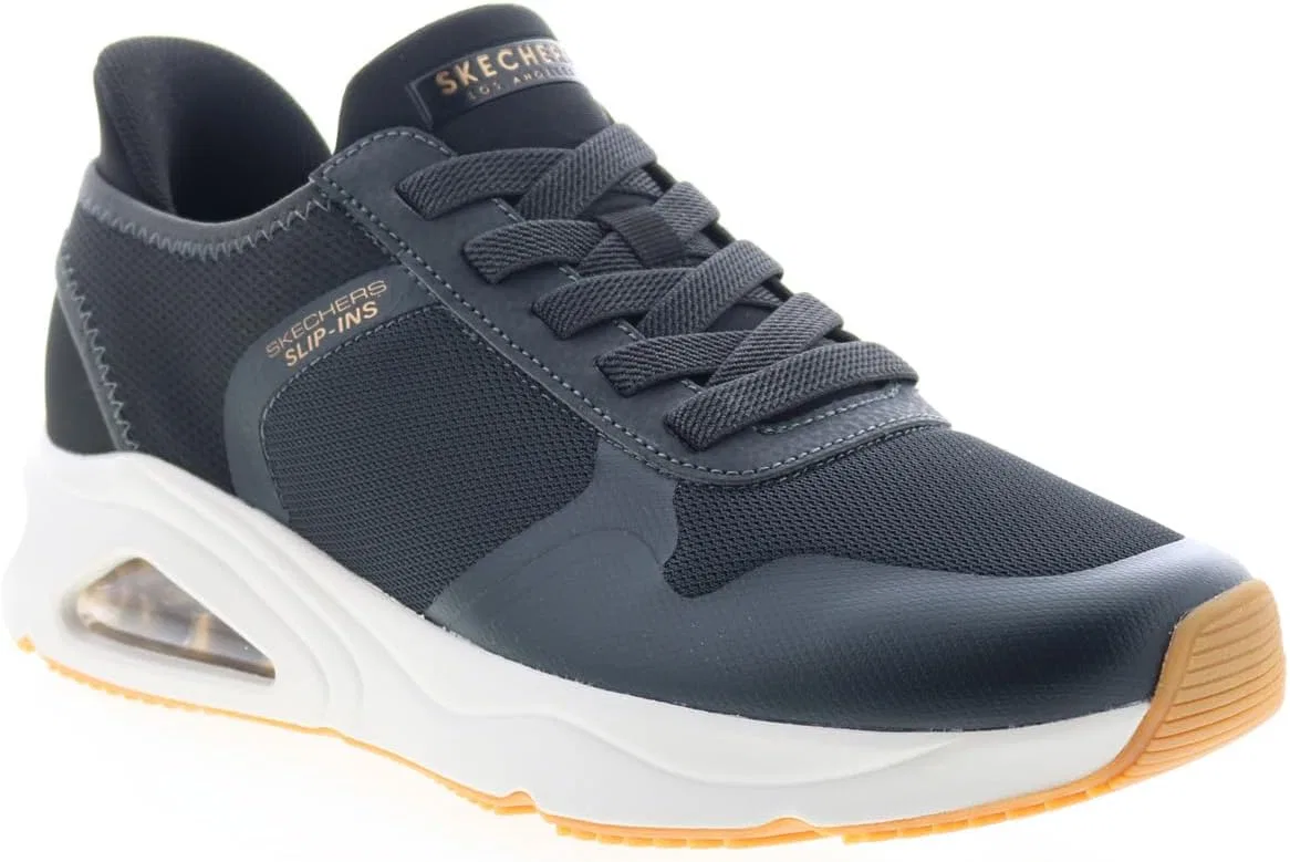 Мужские низкие кроссовки Skechers Tres-Air Uno Necessairy Slip-Ins черного цвета (BLK)