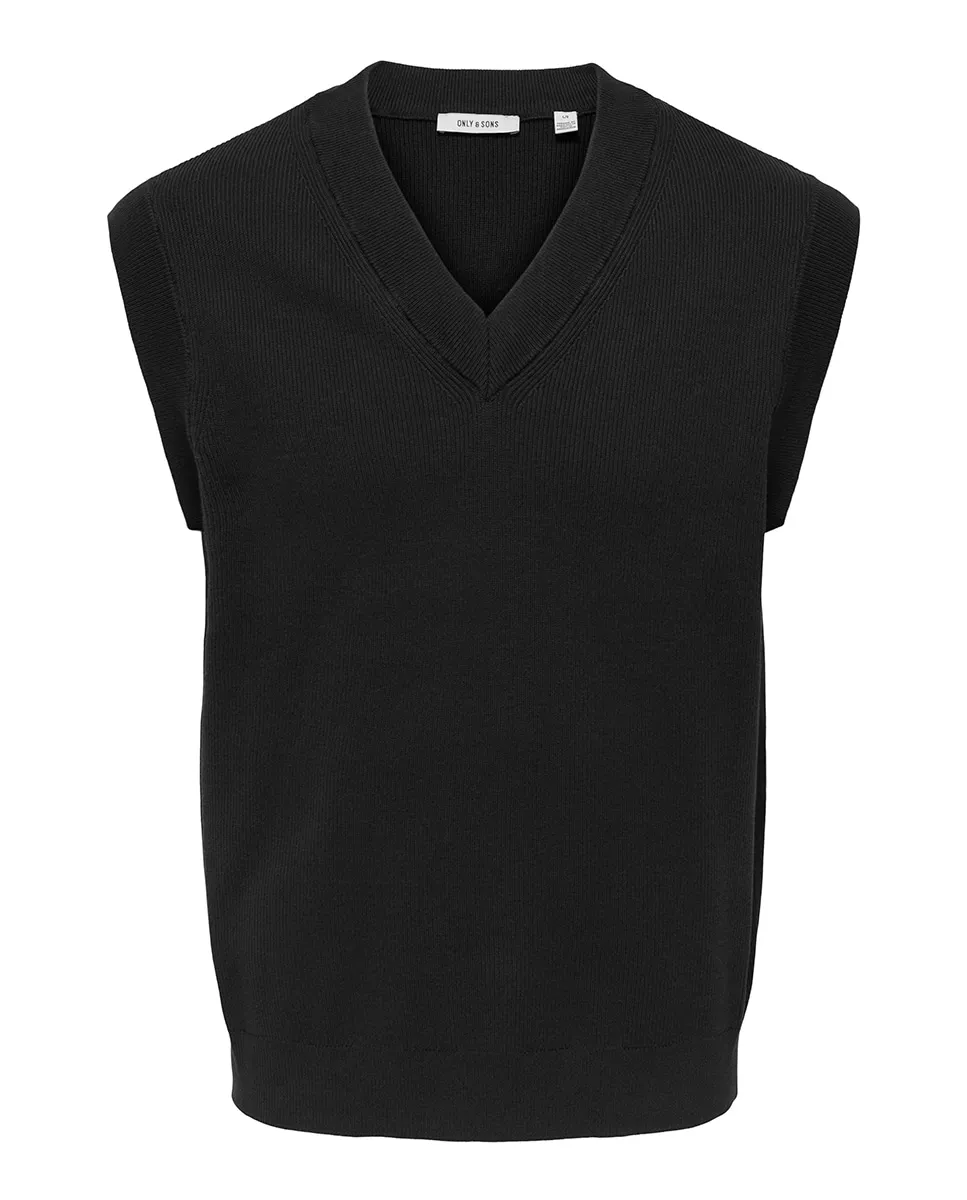 

Мужской вязаный жилет свободного кроя Only & Sons, черный