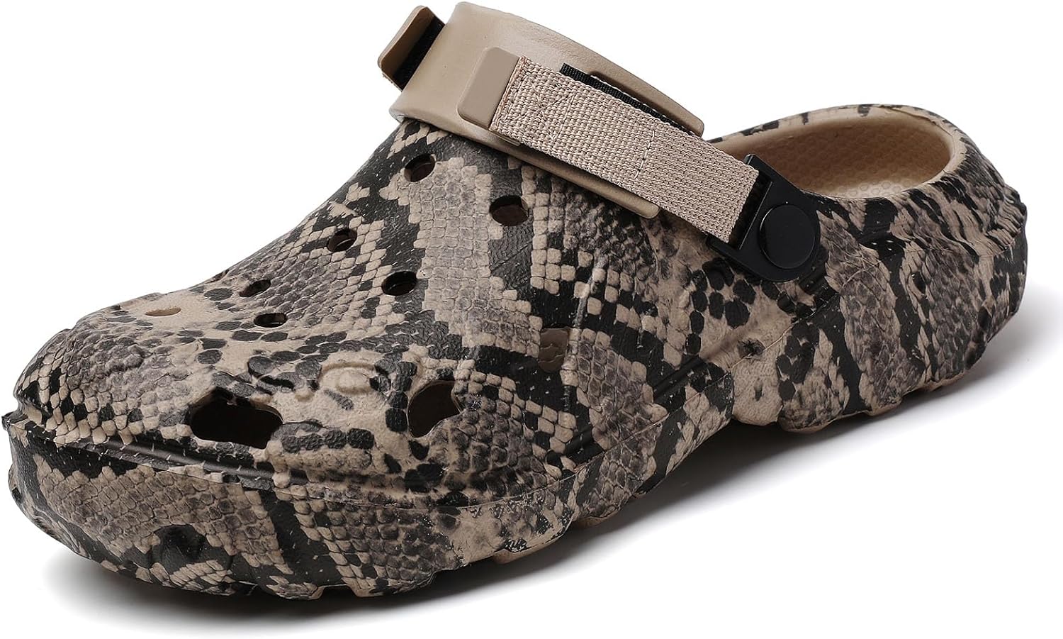

Мужские и женские сабо SECHRITE, водонепроницаемые садовые туфли, легкие и удобные с принтом под змею, с регулируемым ремешком, противоскользящие, для улицы и дома, хаки