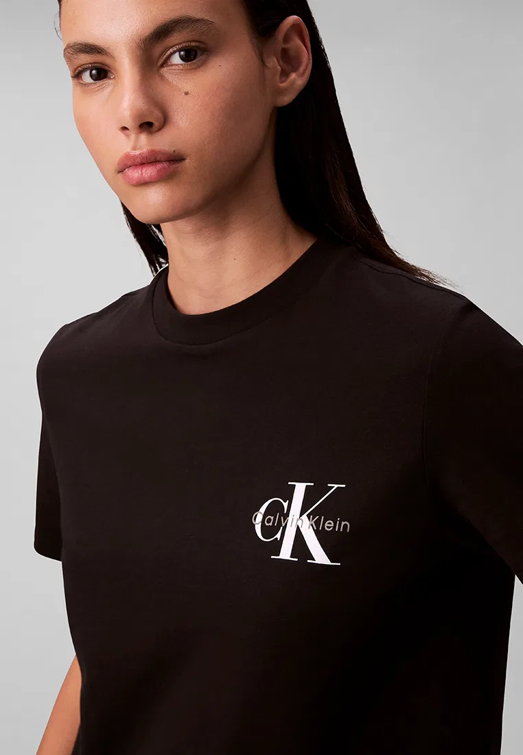 Футболка, 2 шт., хлопок, Calvin Klein Jeans, ярко-белый/черный — фото 3