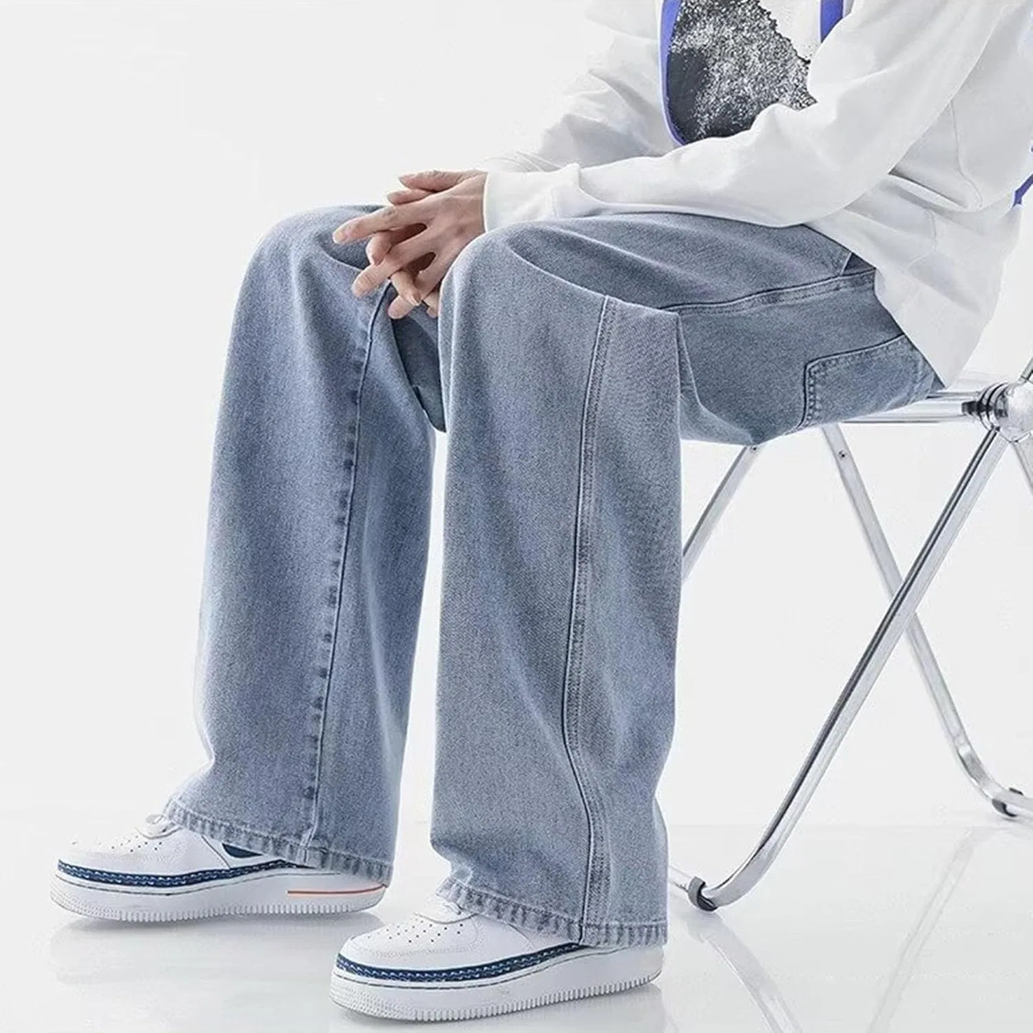 Джинсы свободные Baggy Jean Joggers, Light Blue — фото 2