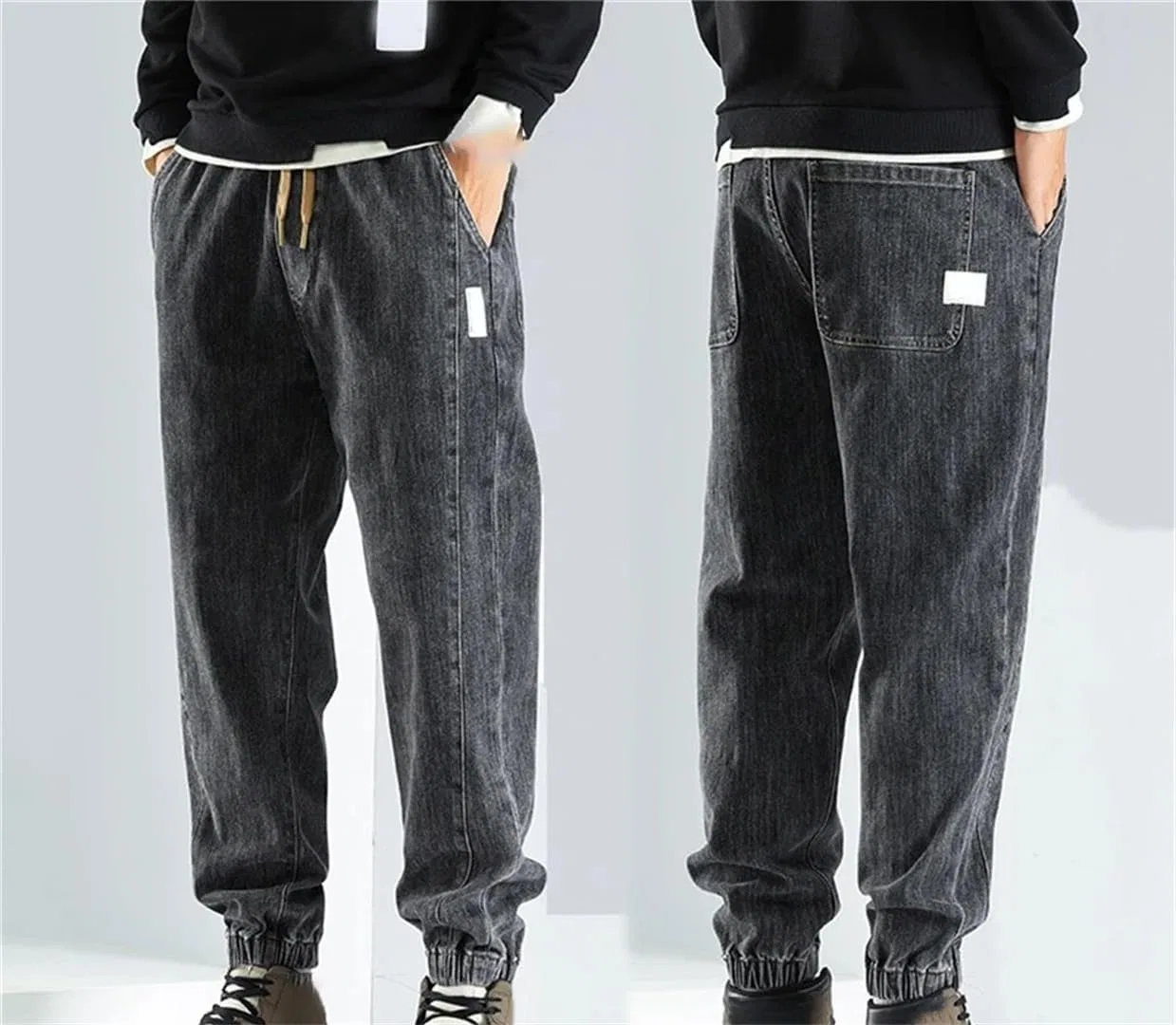 Джинсы свободные, Men's Baggy Jeans, черный — фото 2