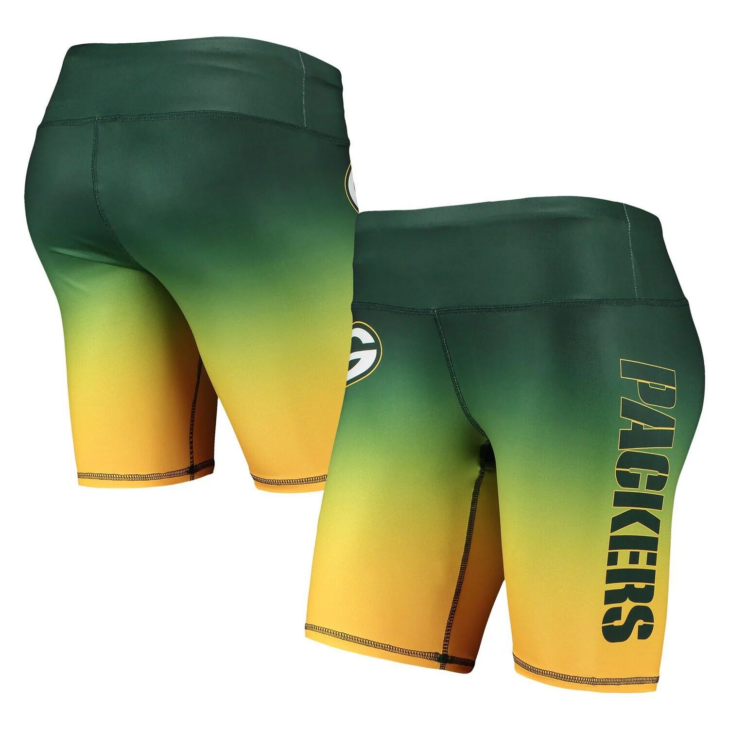 

Женские байкерские шорты с градиентом FOCO Green Green Bay Packers