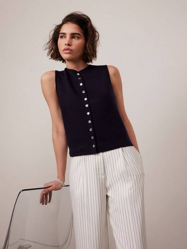 

Вязаный жилет с высоким воротом Mint Velvet, цвет Blue Navy