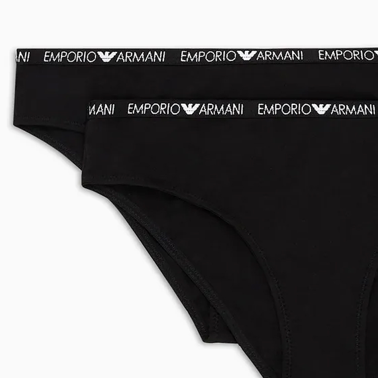 Двухкомплектные трусы с фирменным логотипом EMPORIO ARMANI, 2 штуки (черный) — фото 4