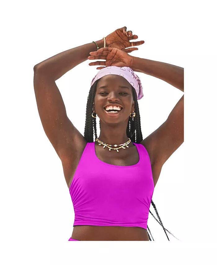 

Женский укороченный топ-танкини с рейсбэком Swimsuits for All, розовый