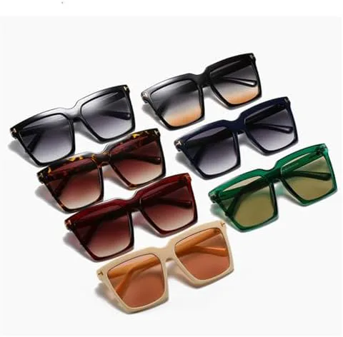 

Винтажные квадратные солнцезащитные очки для женщин, увеличенного размера, черные, с градиентным переходом, защита от ультрафиолета UV400 MTZJH, Green-green