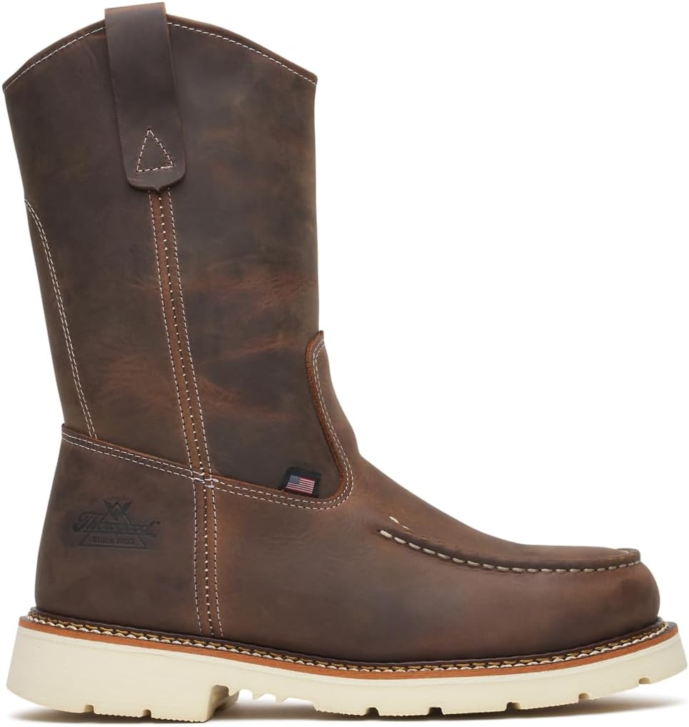 Ботинки Thorogood American Heritage - модель 11 с мыском Мок Тоу для мужчин, для промышленного и строительного использования, из прочной кожи, противоскользящие и маслостойкие, Crazy Horse — фото 2