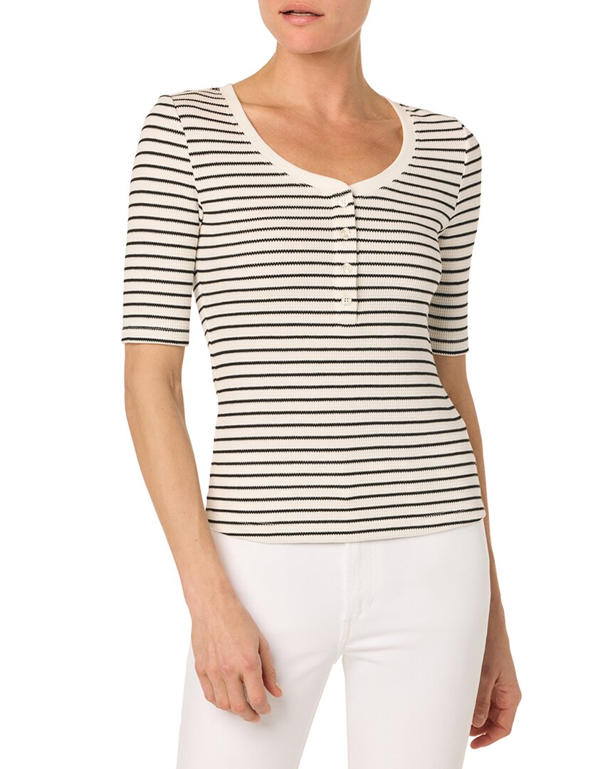 

JOE'S Jeans Топ с коротким рукавом Henley, черный/белый