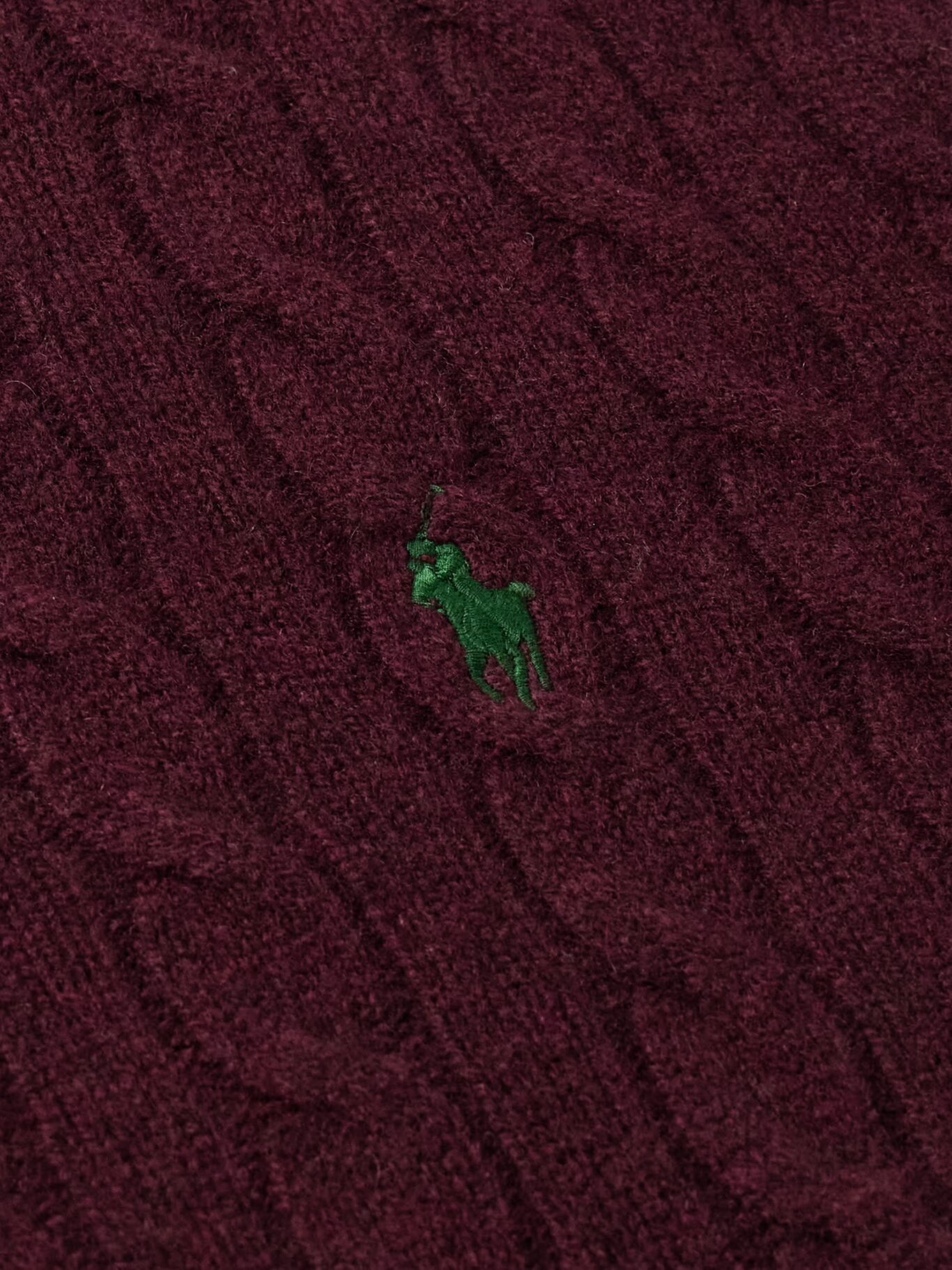 Облегающий свитер из смеси шерсти и кашемира с косичной вязкой POLO RALPH LAUREN, цвет Merlot — фото 2