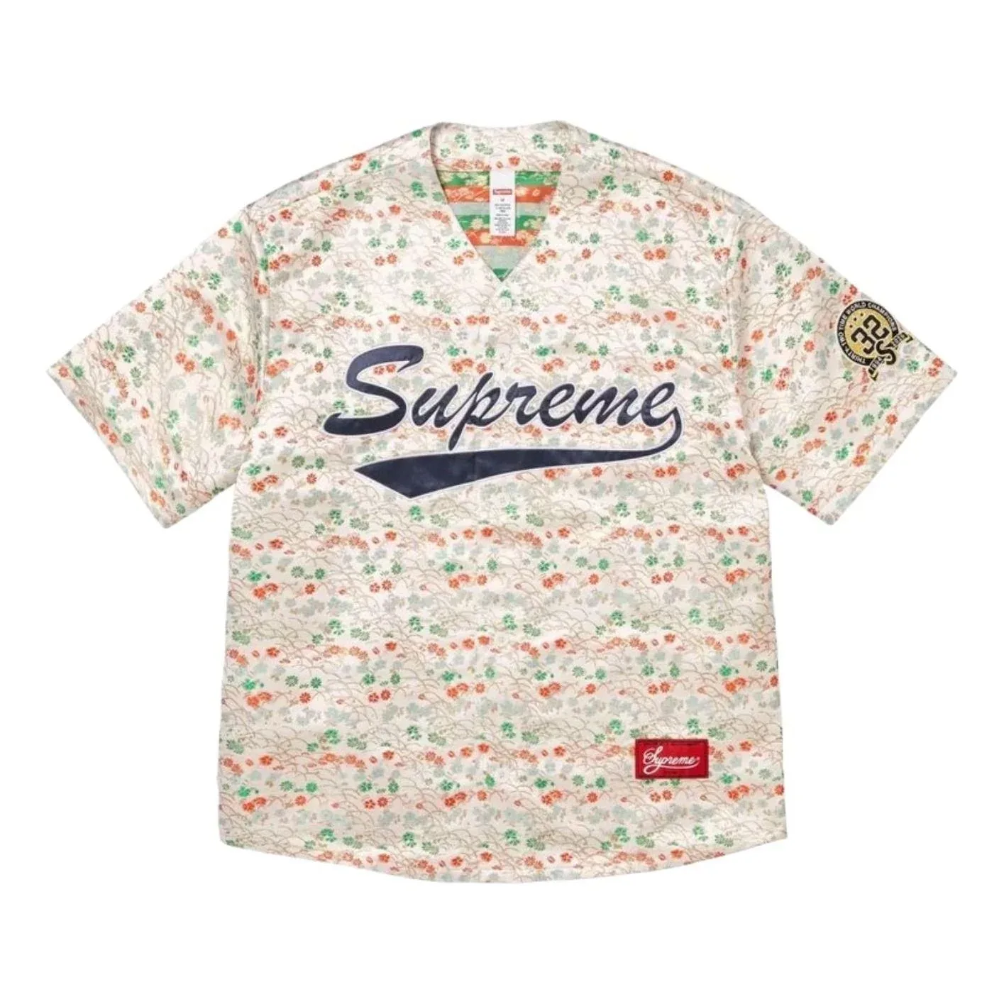 Бейсбольная майка Supreme SS26 с цветочным жаккардовым узором, белая