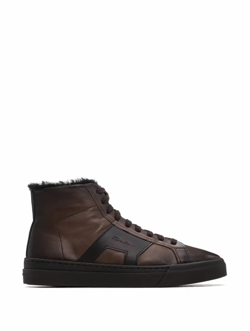 

Высокие кеды с логотипом Santoni, коричневый