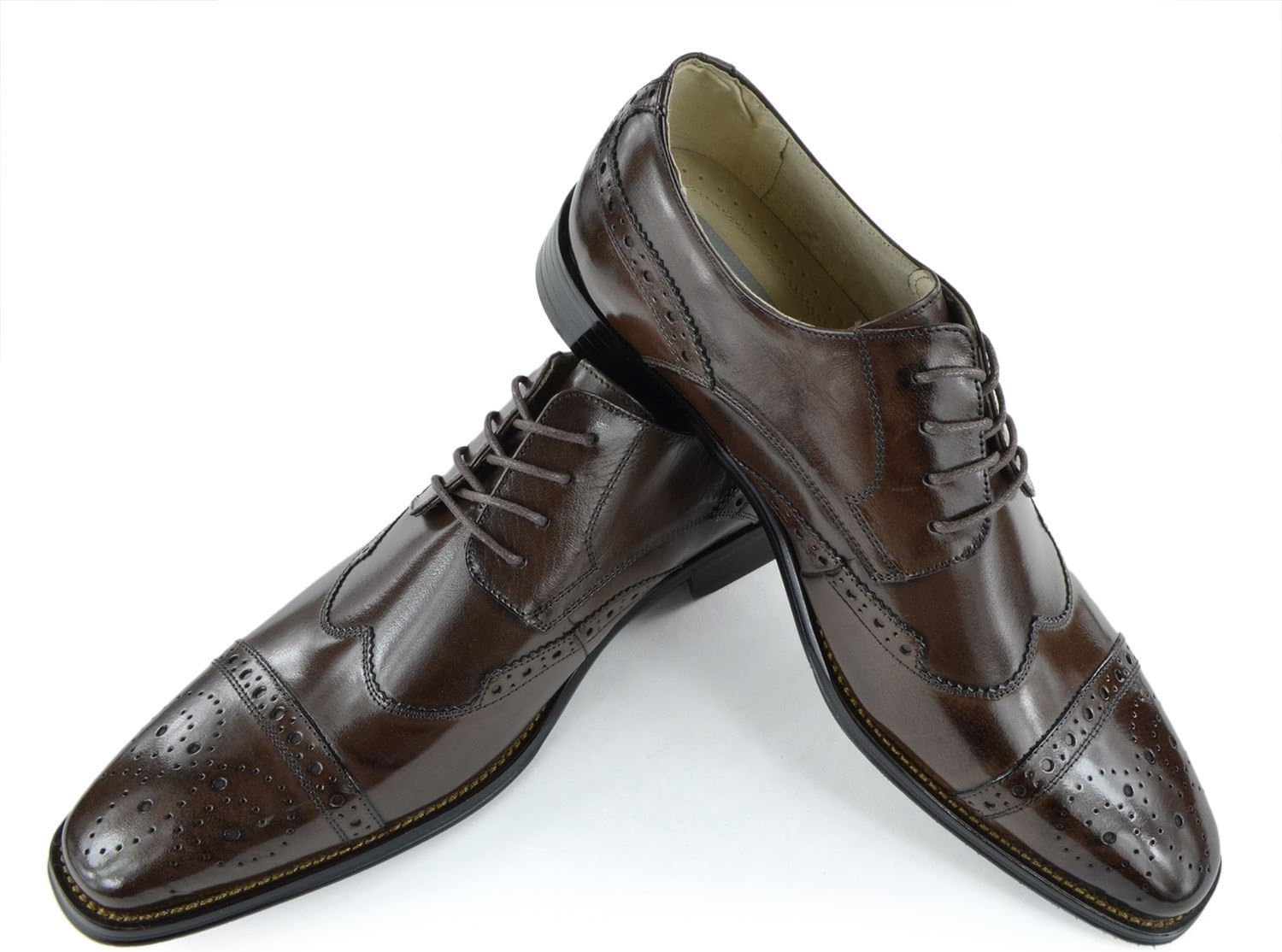 

Moda Di Raza - Мужские туфли из кожи для деловых, формальных и повседневных мероприятий, коричневый