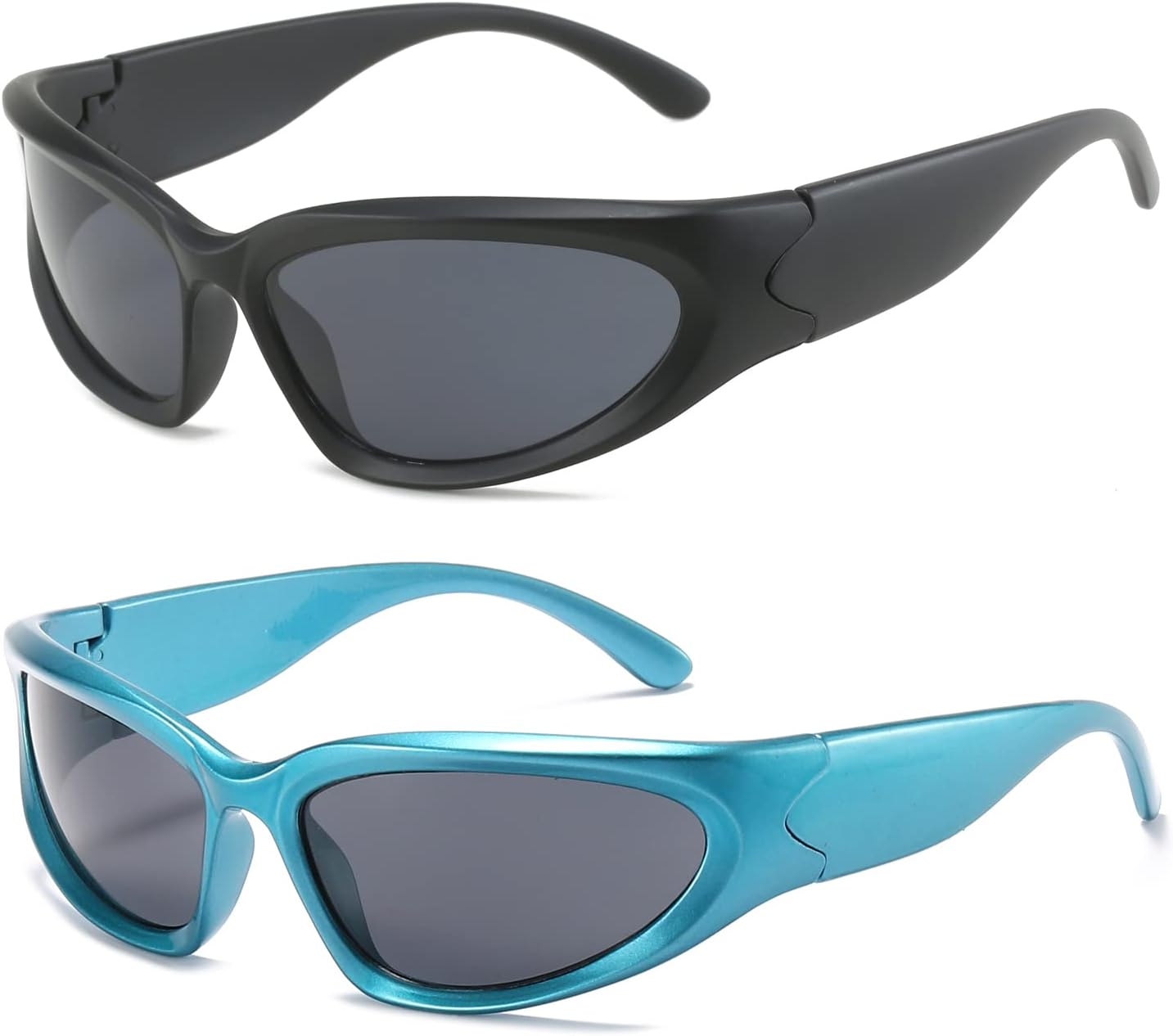 

Солнцезащитные очки BUTABY Wrap Around Fashion для женщин и мужчин, овальные, темные, футуристические, для занятий спортом на открытом воздухе, с защитой от УФ-излучения UV400, Black+blue Grey